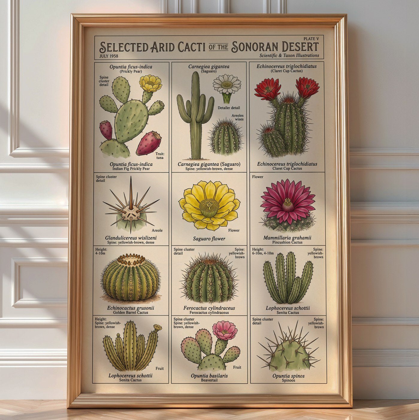 Desert Cacti Taxonomy Poster – Succulent Botanical Wall Art Print — room-portrait