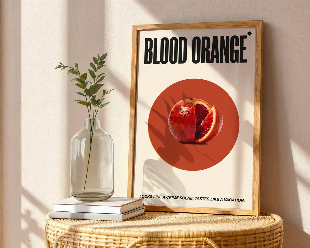 Blood Orange Poster – 1970s Retro Food Wall Art Print — frame-486