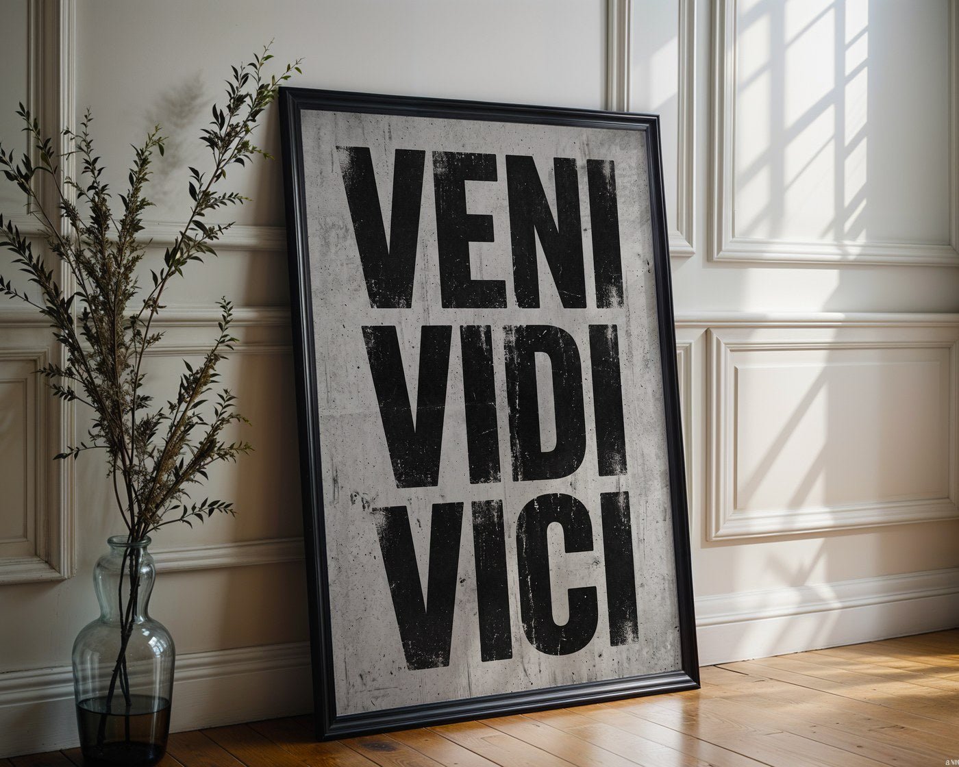 Veni Vidi Vici Poster – Brutalist Typography Wall Art Print — frame-286