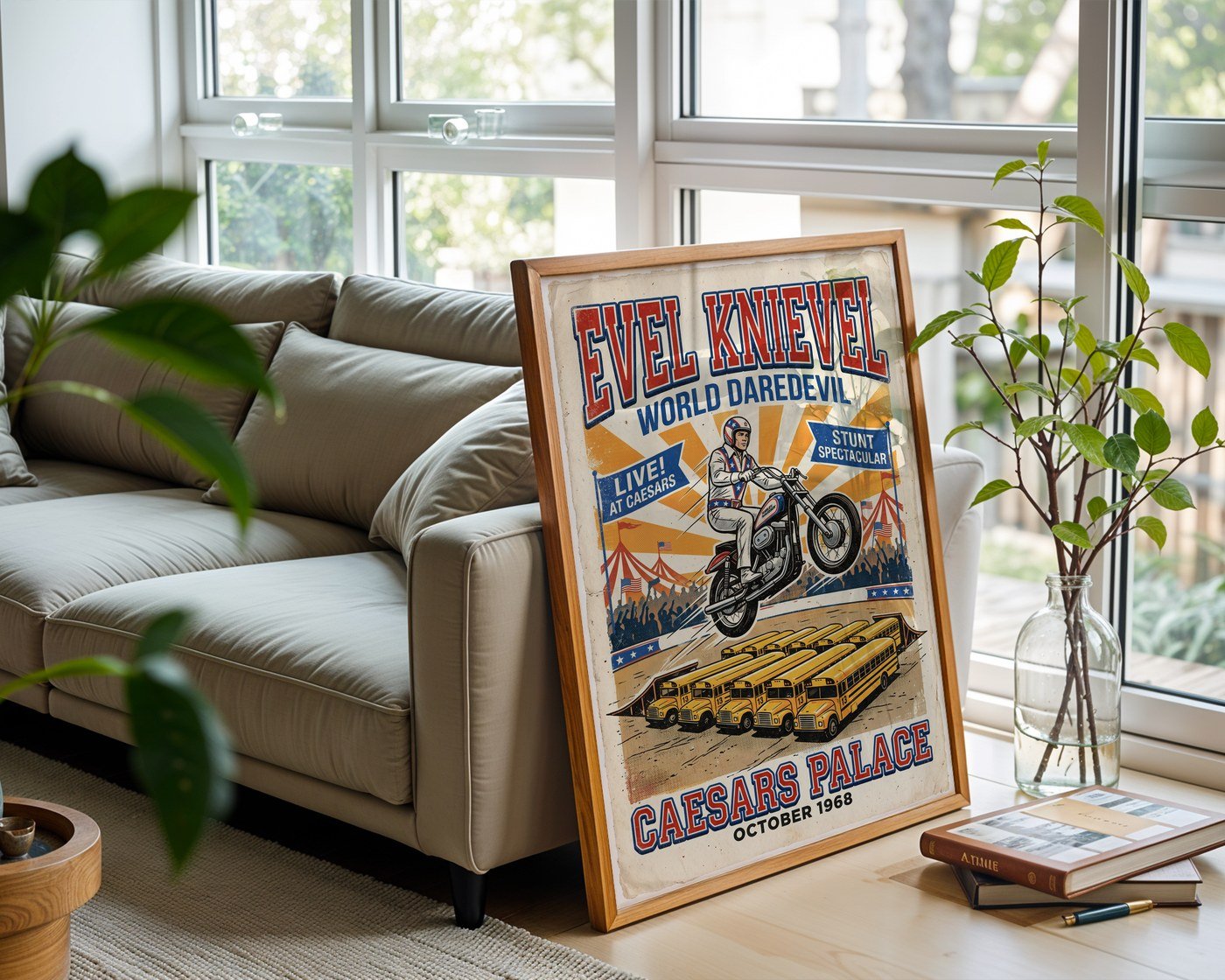 Evel Knievel 1970s Stunt Show Poster – Retro Daredevil Wall Art Print — frame-426