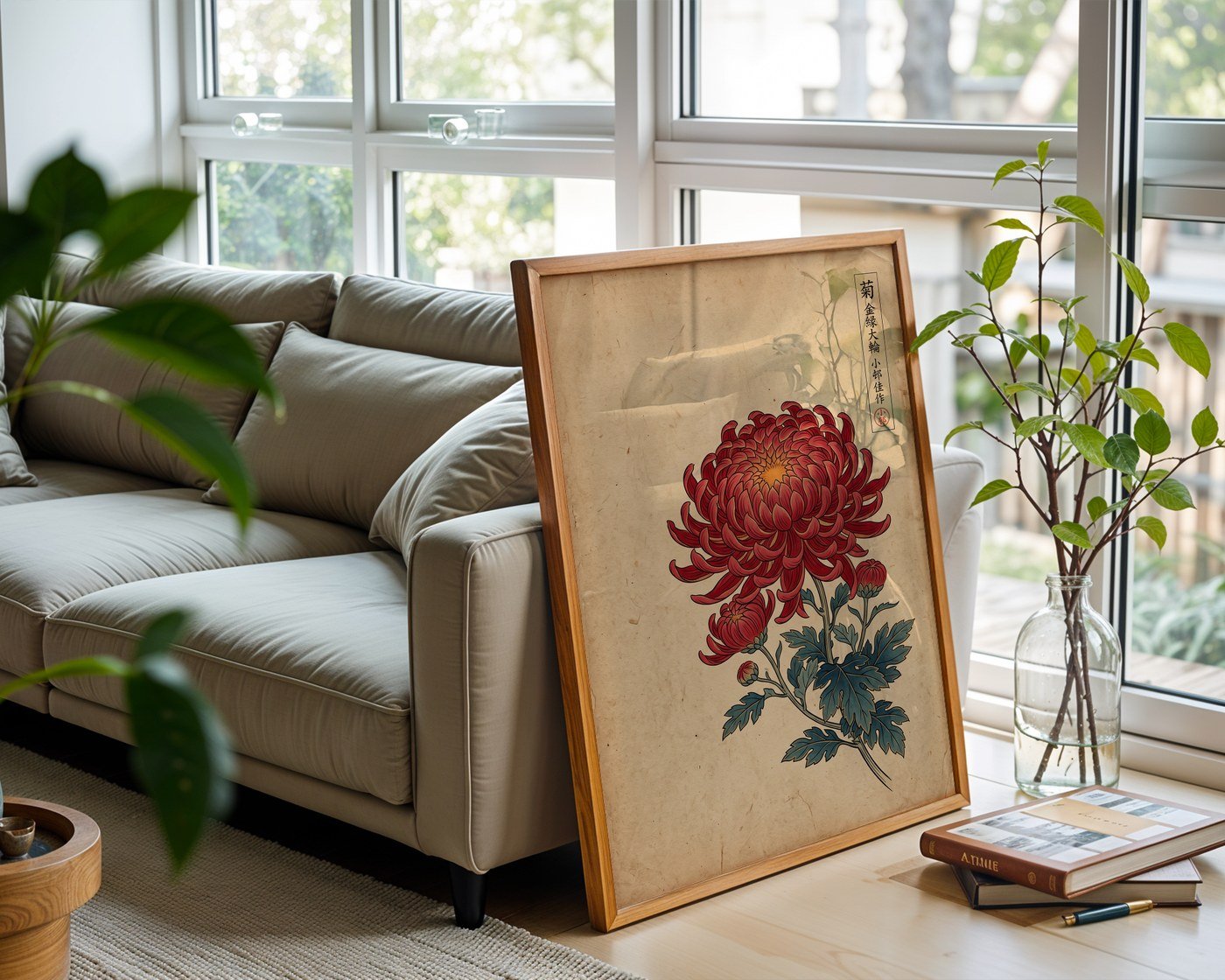 Japanese Chrysanthemum Poster – Ukiyo-e Botanical Wall Art — frame-426