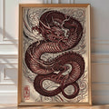 Red Dragon Poster – Traditional Japanese Ukiyo-e Wall Art Print — room-portrait