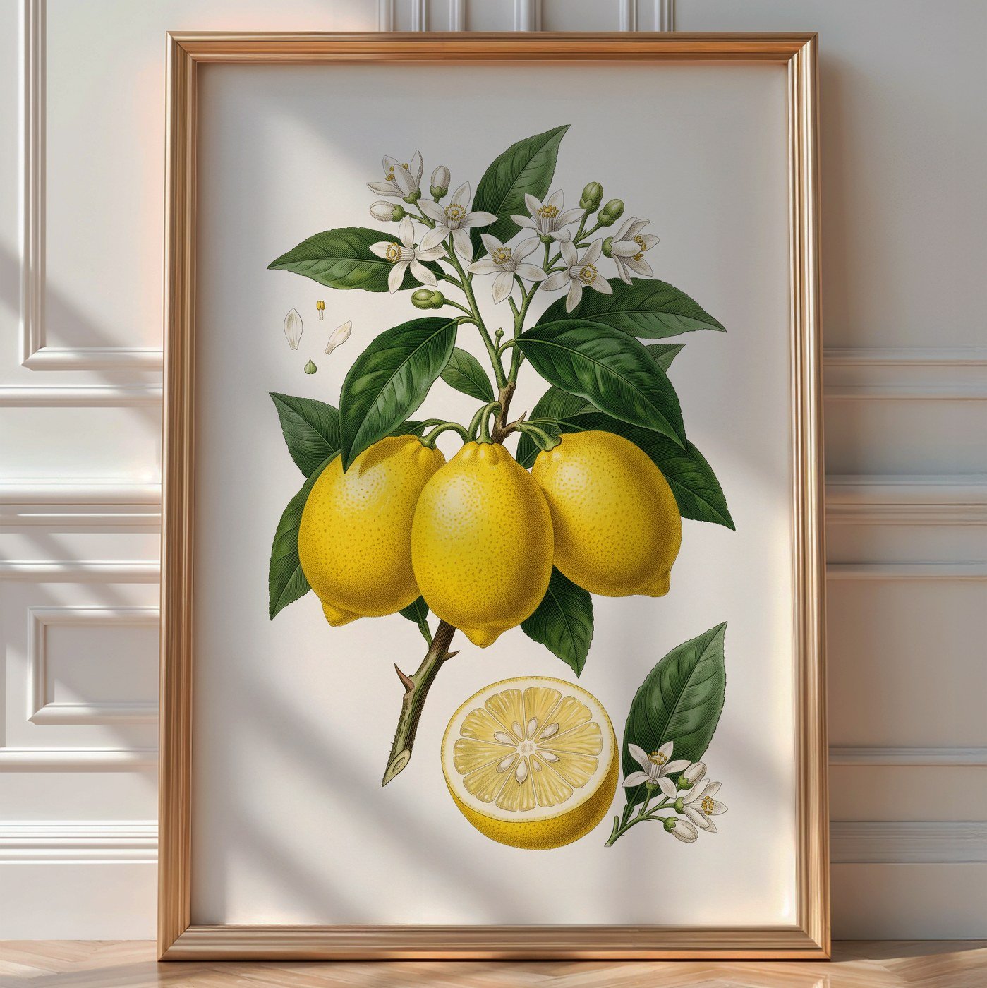 Citrus Limon Botanical Poster – Vintage Fruit Wall Art Print — room-portrait