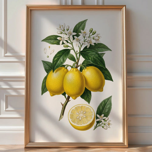Citrus Limon Botanical Poster – Vintage Fruit Wall Art Print — room-portrait