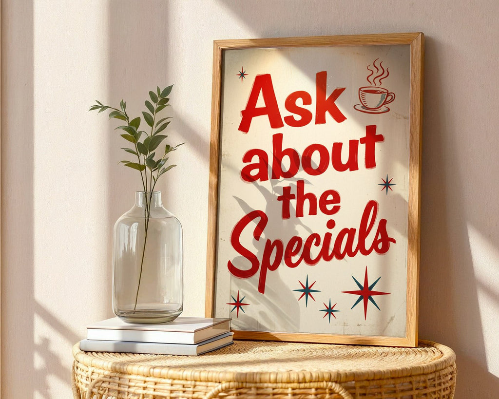 Retro Diner Specials Poster – Mid-Century Slogan Print — frame-486