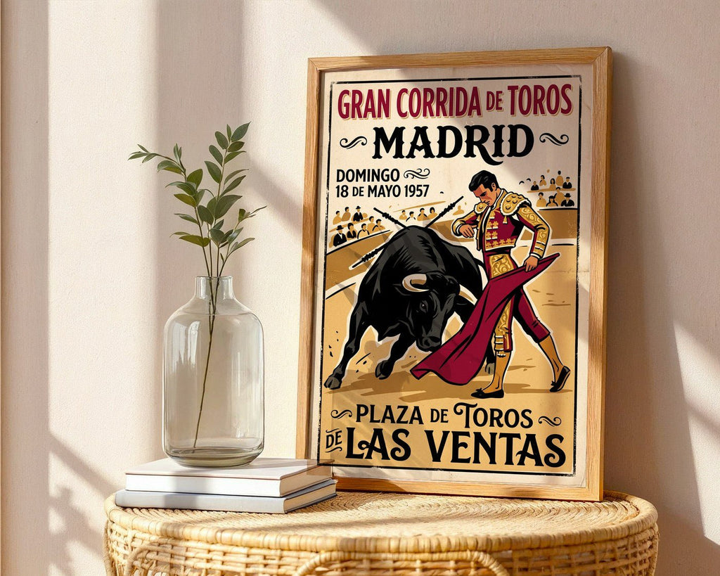 Spanish Bullfight Poster – 1950s Vintage Style Wall Art — frame-486