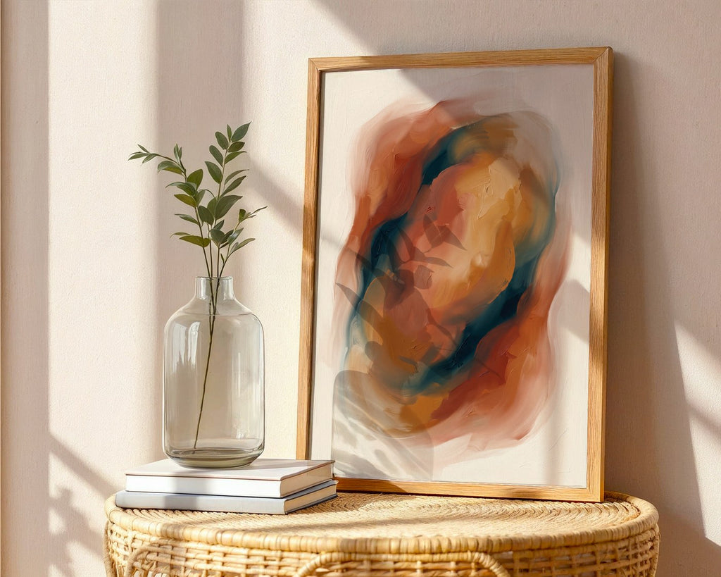 Terracotta & Teal Abstract – Warm Colour-Field Wall Art — frame-486