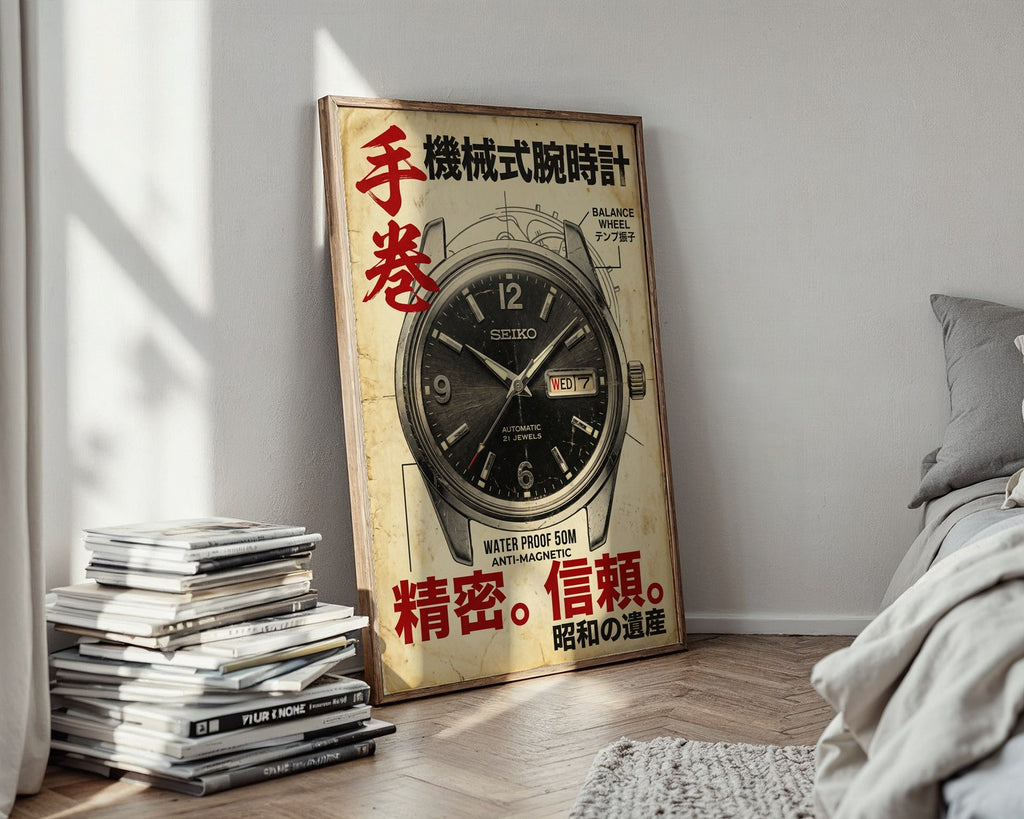 Classic Seiko Watch Poster – Japanese Minimalist Wall Art Print — styled-wall