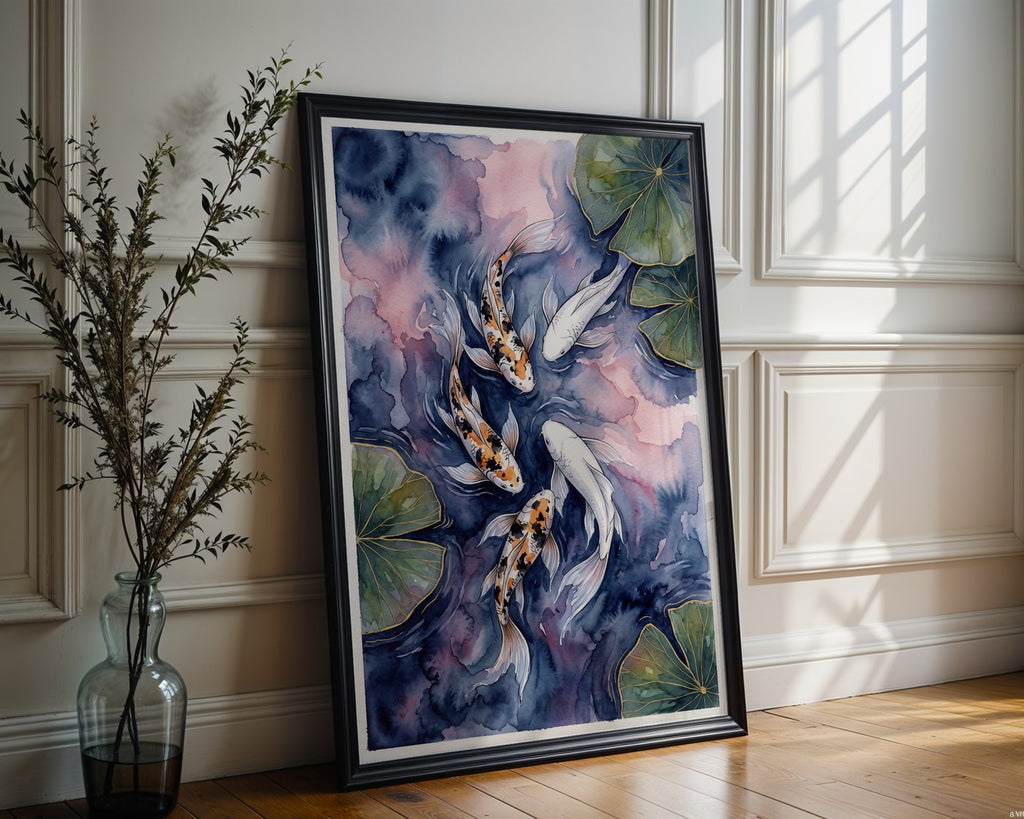 Blush Indigo Koi Poster – Ethereal Wall Art Print — frame-286