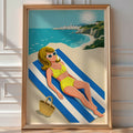 Retro Sunbather Poster – 1960s Riviera Wall Art Print — room-portrait