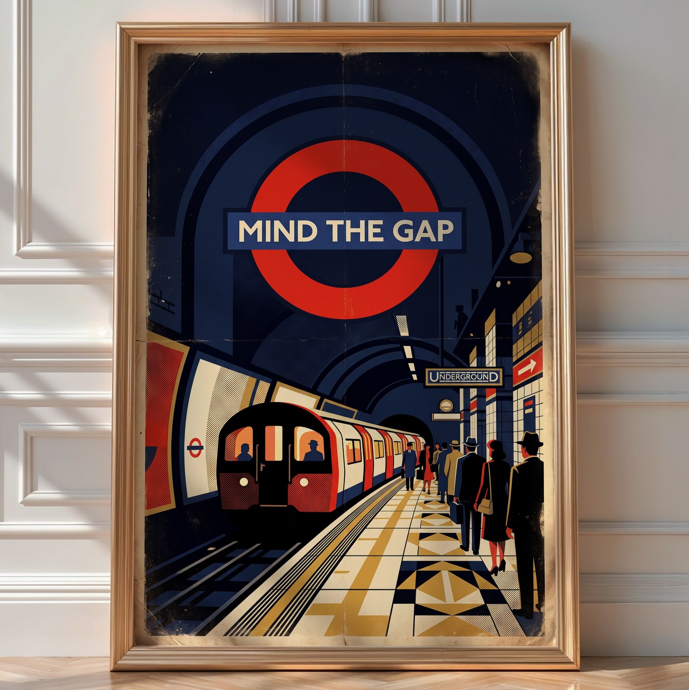 Mind the Gap London Poster – 1930s Retro Wall Art Print — room-portrait