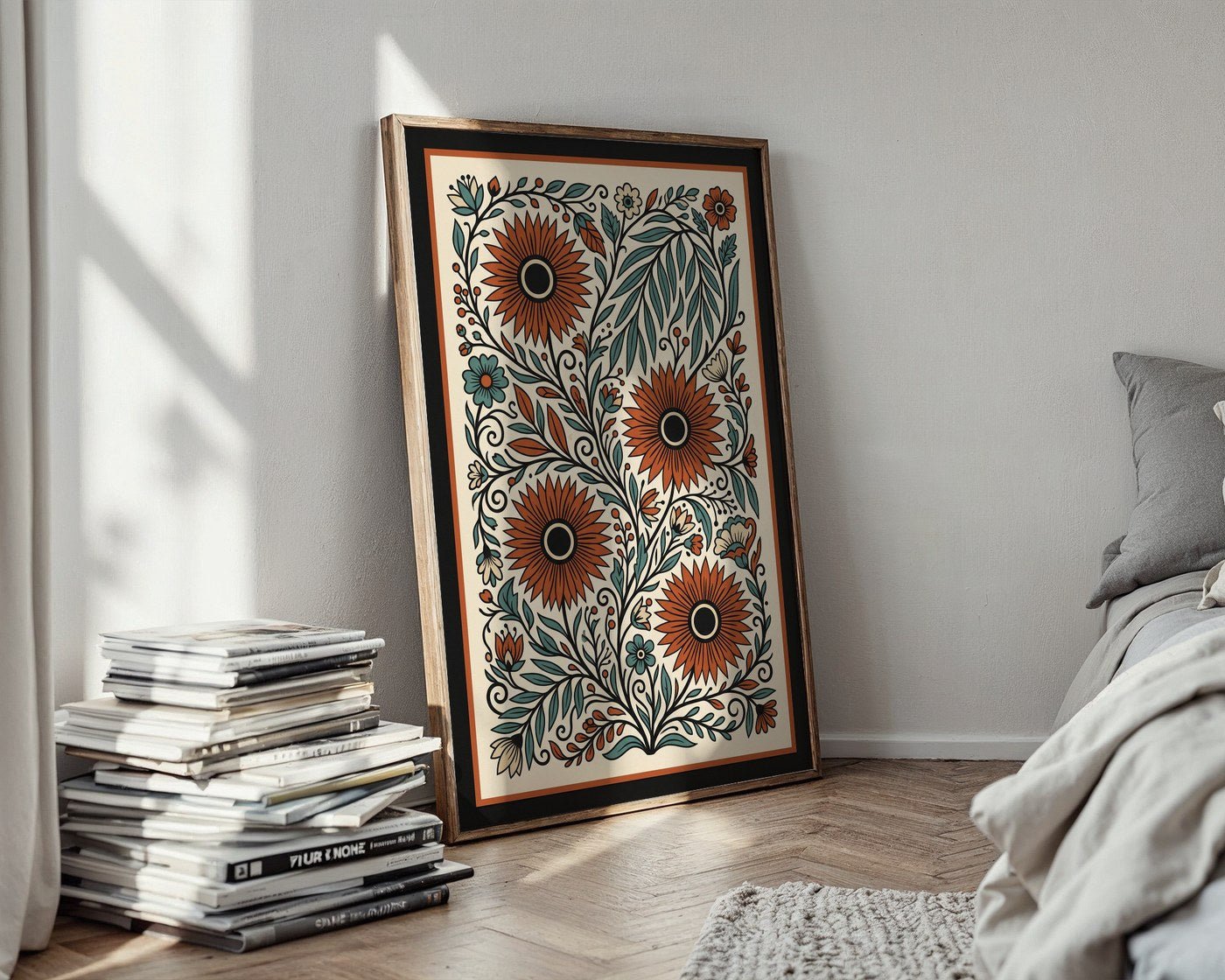 Wild Meadow Poster – Folk Art Botanical Paper Cut Print — styled-wall