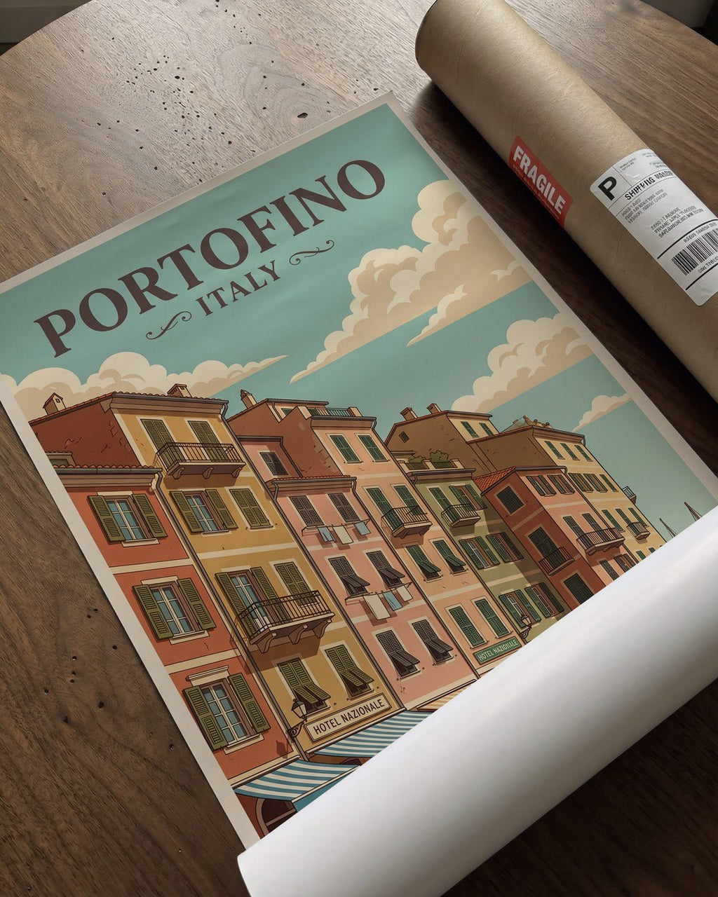Portofino Italy Poster – Vintage Travel Art Print — barakaya-flatlay