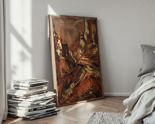 Terracotta Abstract Landscape Poster – Impasto Expressionist Print — styled-wall