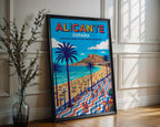 Alicante Postiguet Beach Poster – Retro Wall Art Print — frame-286