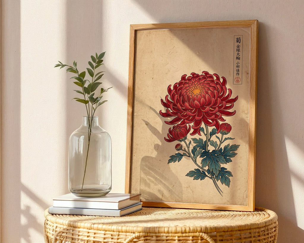 Japanese Chrysanthemum Poster – Ukiyo-e Botanical Wall Art — frame-486
