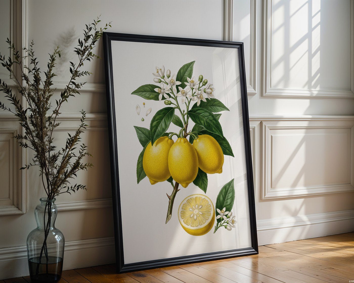 Citrus Limon Botanical Poster – Vintage Fruit Wall Art Print — frame-286
