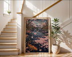 Falling Cherry Petals Poster – Vintage Japanese Woodcut Art — frame-267