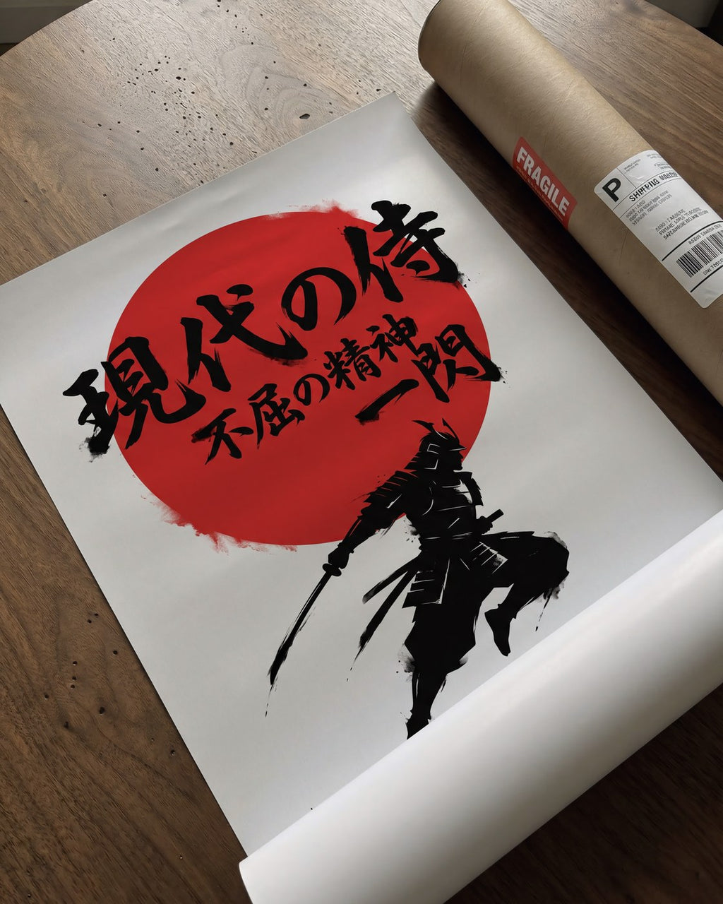 Red Sun Samurai Poster – Minimalist Japanese Graphic Art — barakaya-flatlay