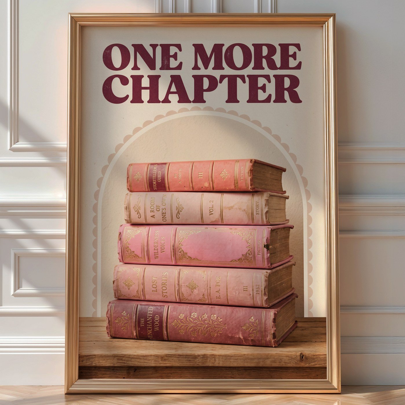 One More Chapter Poster – Retro Library Wall Art Print — room-portrait