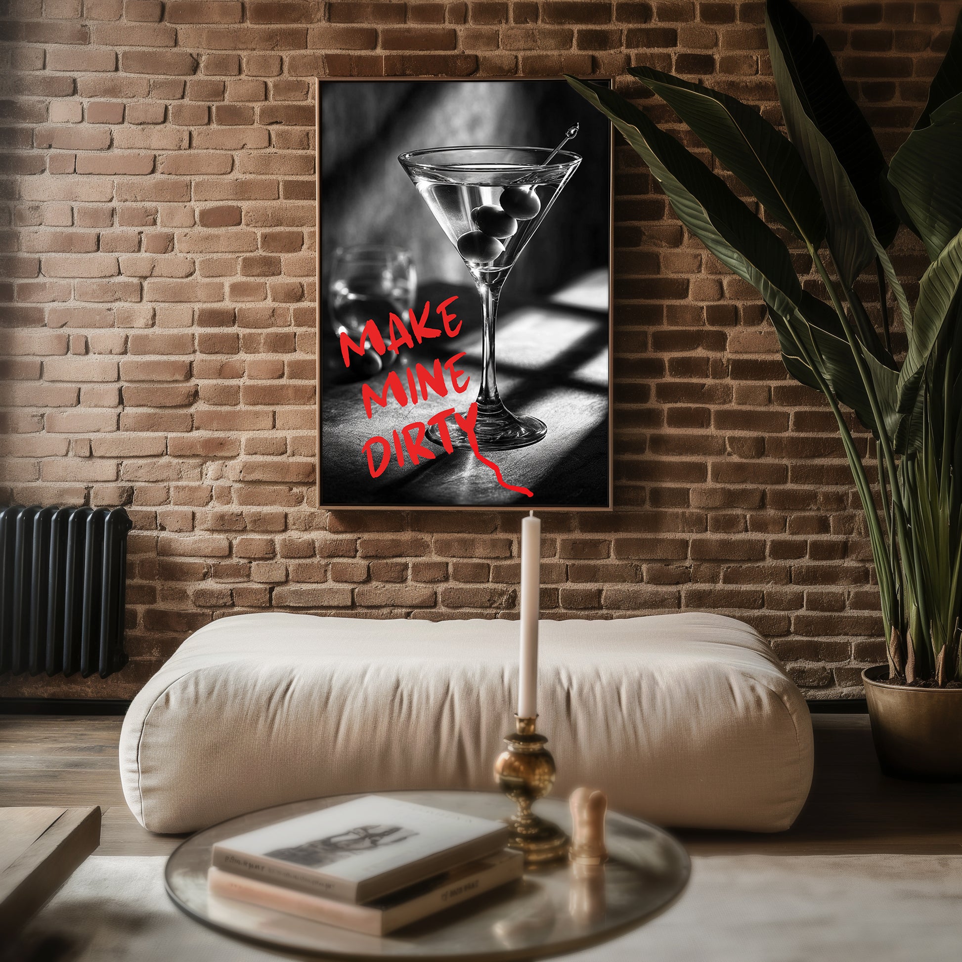 Dirty Martini Wall Art – Moody Cocktail Poster for Bar or Kitchen Decor