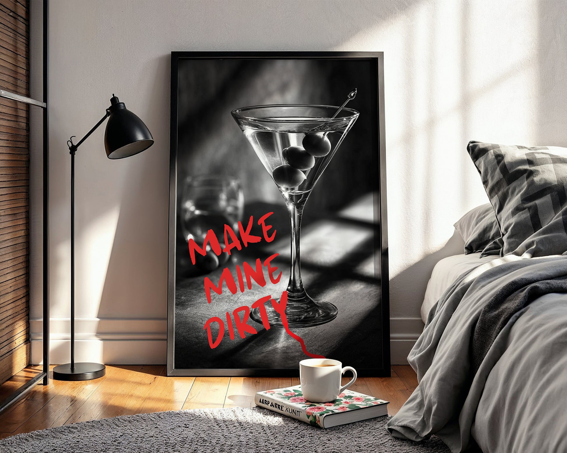 Dirty Martini Wall Art – Moody Cocktail Poster for Bar or Kitchen Decor