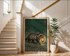 Badger with Lantern Poster – Woodblock Style Wall Art Print — frame-267