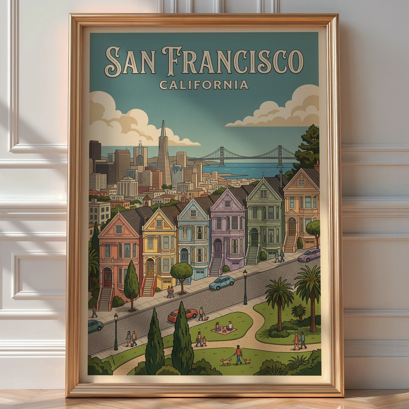 San Francisco Poster – Victorian Row House Print — room-portrait