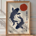 Koi Carp Poster – Japanese Woodblock Wall Art Print — room-portrait
