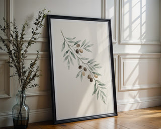Ancient Olive Branch Poster – Minimalist Botanical Wall Art Print — frame-286