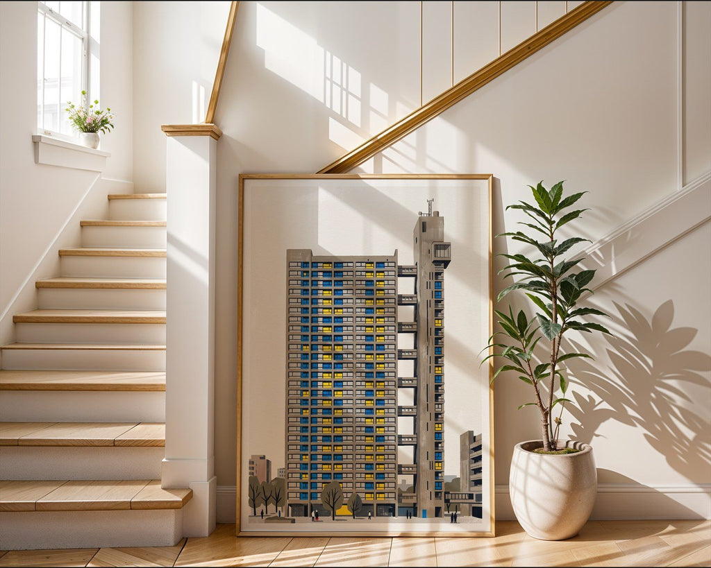 Trellick Tower Poster – Retro Brutalist Print — frame-267