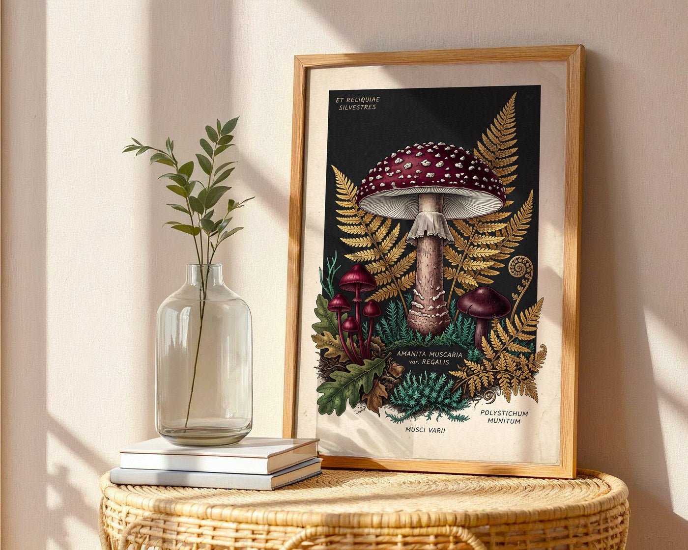 Dark Forest Fungi Poster – Jewel Tone Botanical Wall Art Print — frame-486