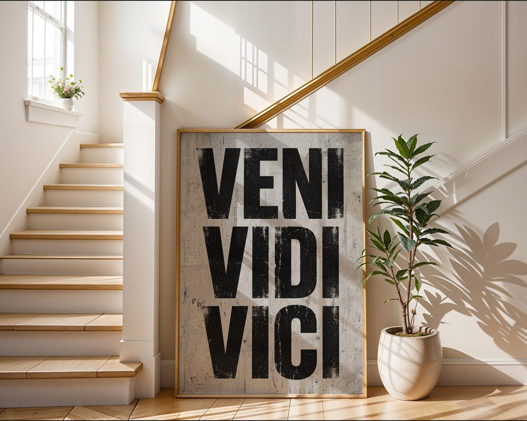 Veni Vidi Vici Poster – Brutalist Typography Wall Art Print — frame-267