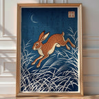 Hare in the Meadow Poster – Japanese Minimalist Wall Art Print — room-portrait