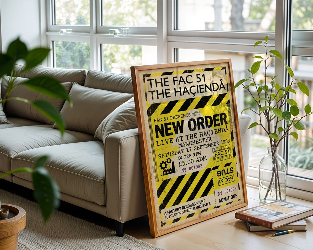 New Order Ticket Poster – 1983 Hacienda Wall Art — frame-426