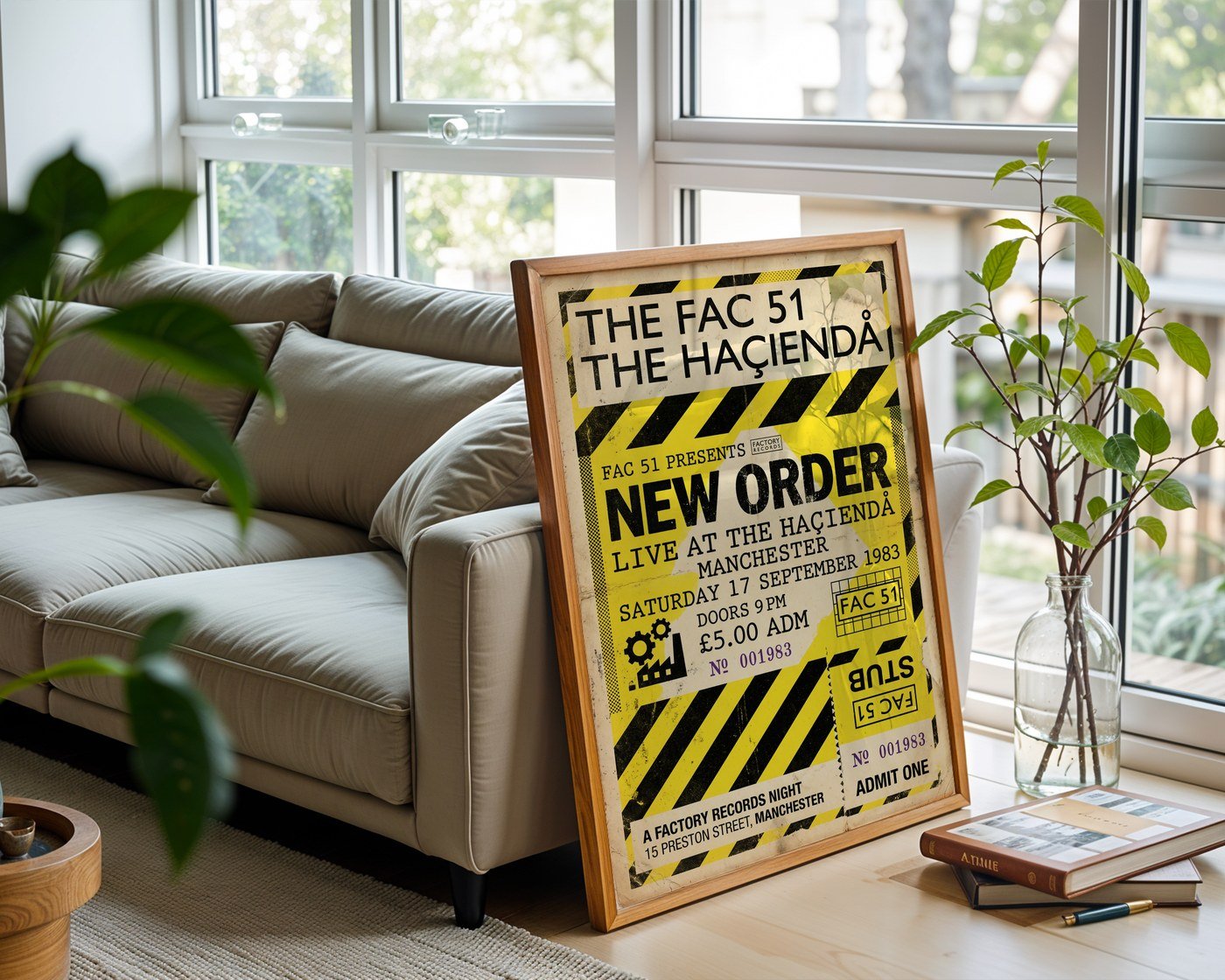 New Order Ticket Poster – 1983 Hacienda Wall Art — frame-426
