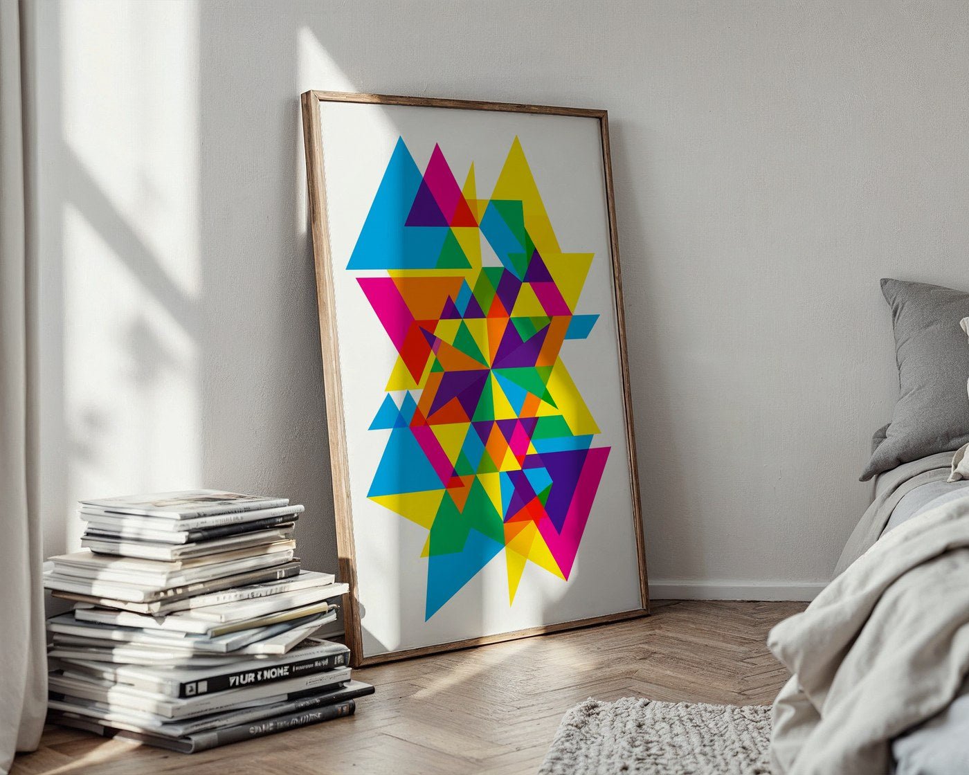 Geometric Triangle Poster – Abstract Bauhaus Wall Art — styled-wall