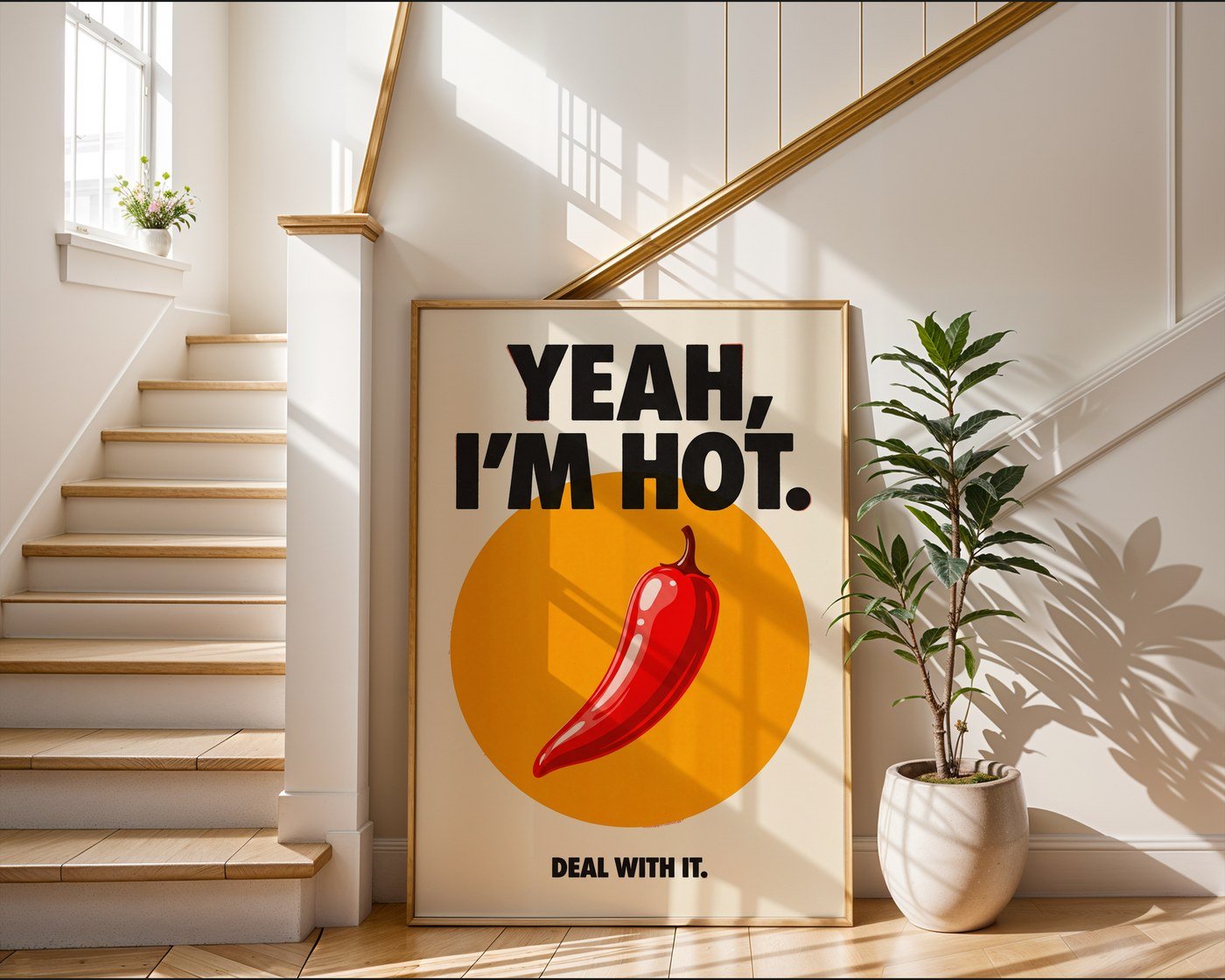 Red Chilli Poster – Retro 70s Food Wall Art Print — frame-267