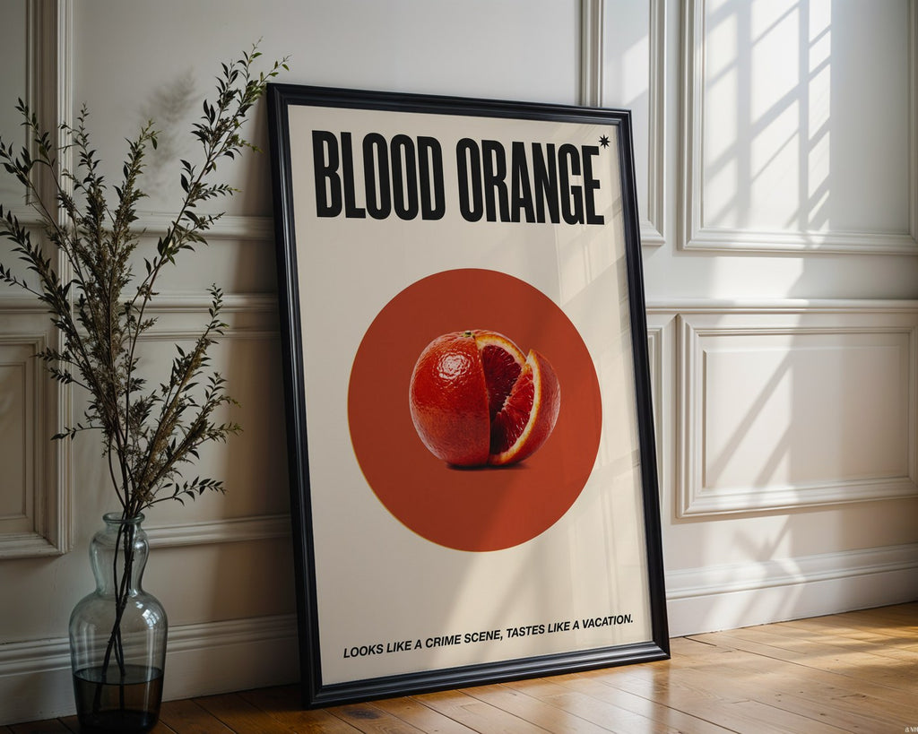 Blood Orange Poster – 1970s Retro Food Wall Art Print — frame-286