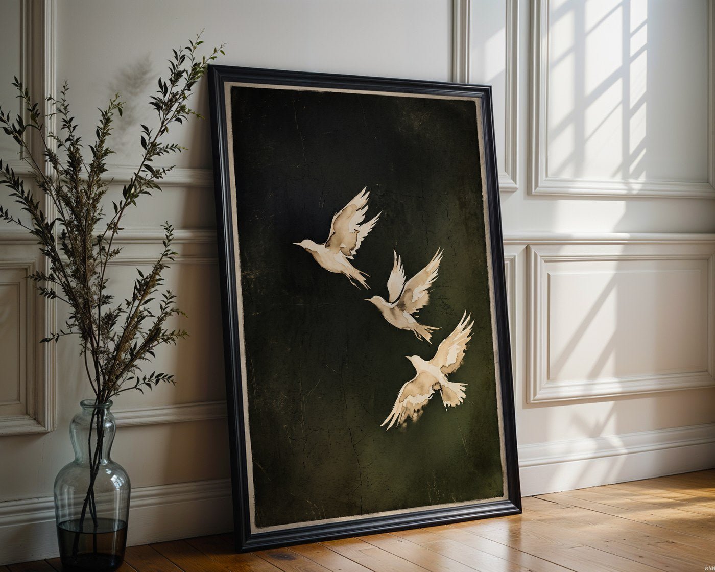 Minimalist Ink Bird Poster – Calligraphic Zen Wall Art Print — frame-286