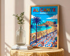 Alicante Postiguet Beach Poster – Retro Wall Art Print — frame-486