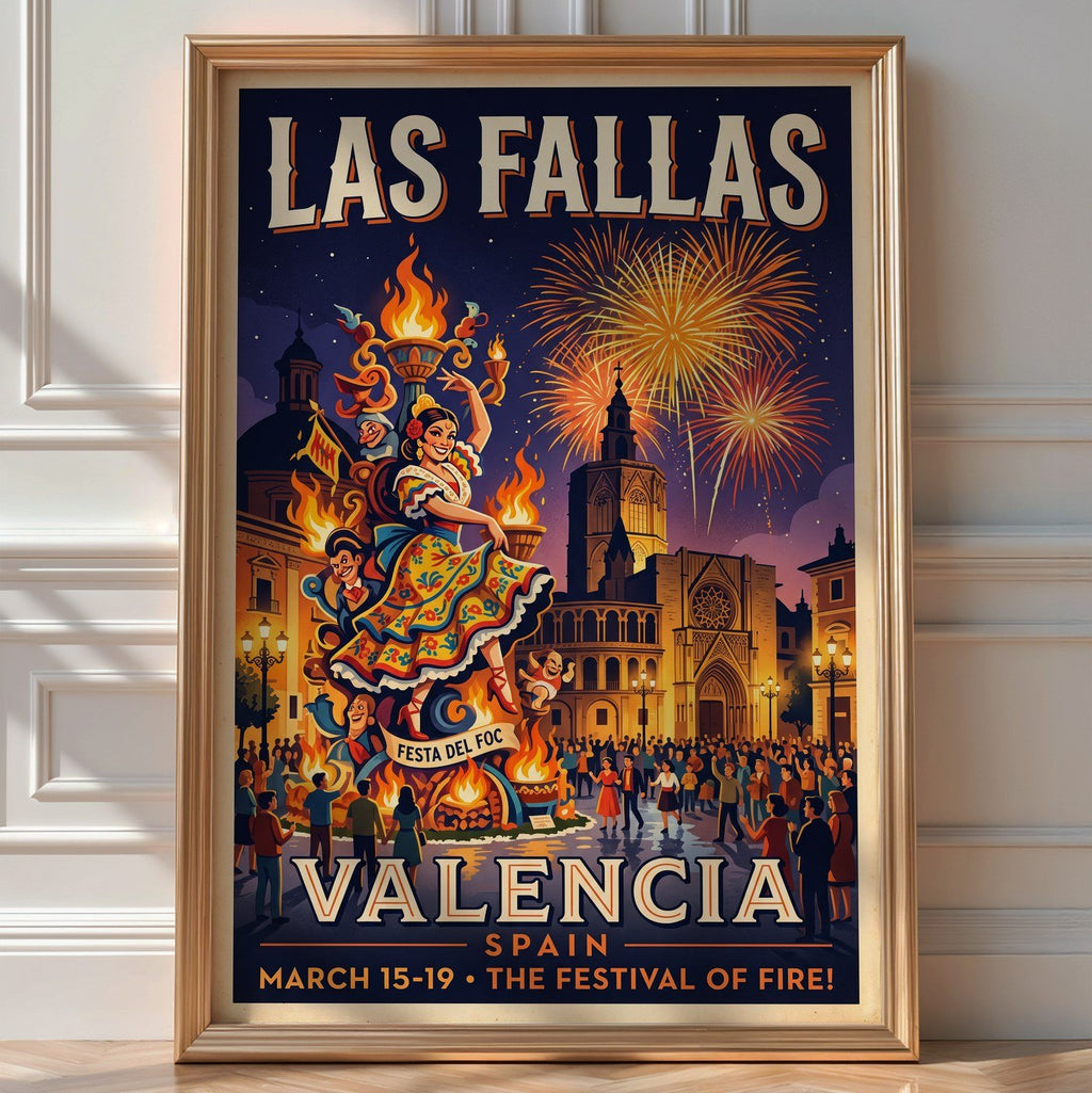 Valencia Las Fallas Poster – Spanish Festival Wall Art Print — room-portrait