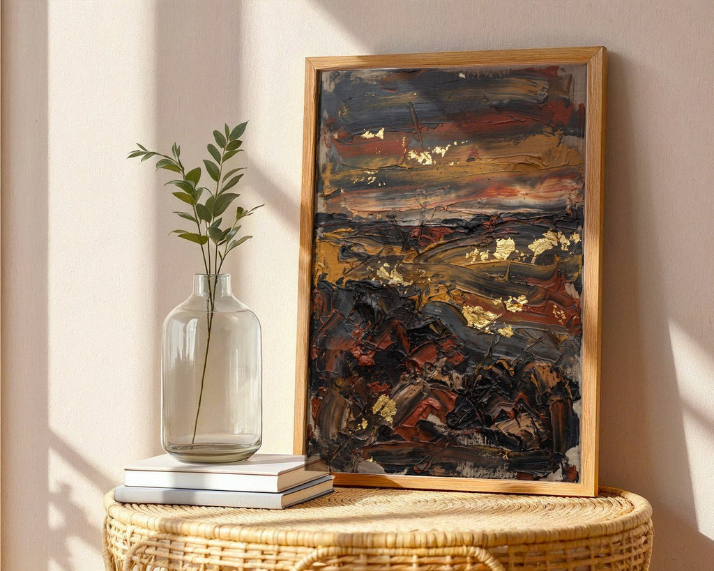 Rustic Ochre Horizon Poster – Bold Expressionist Wall Art — frame-486