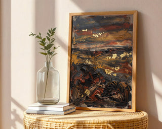 Rustic Ochre Horizon Poster – Bold Expressionist Wall Art — frame-486