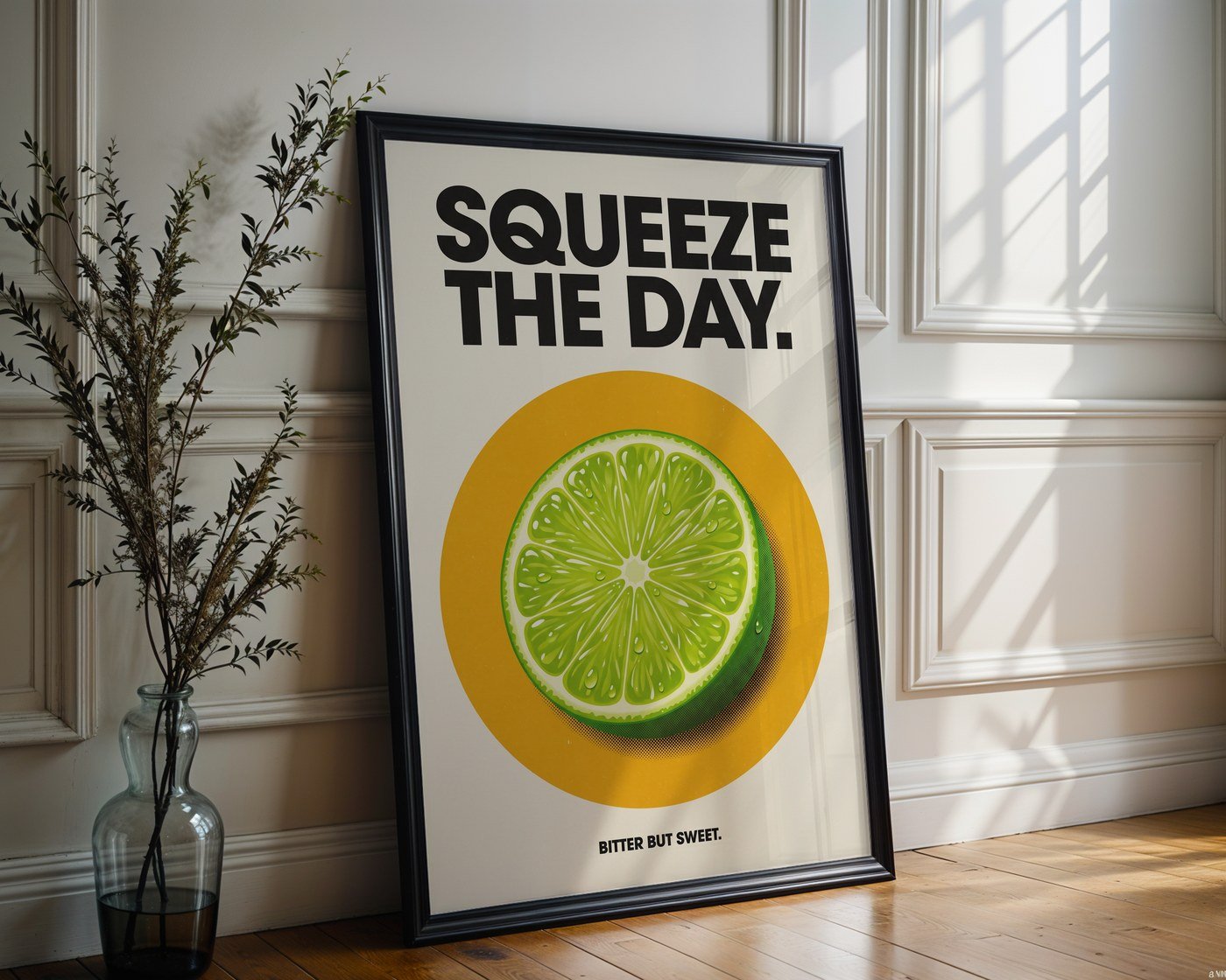 Sour Lime Poster – Vintage Retro Citrus Wall Art Print — frame-286