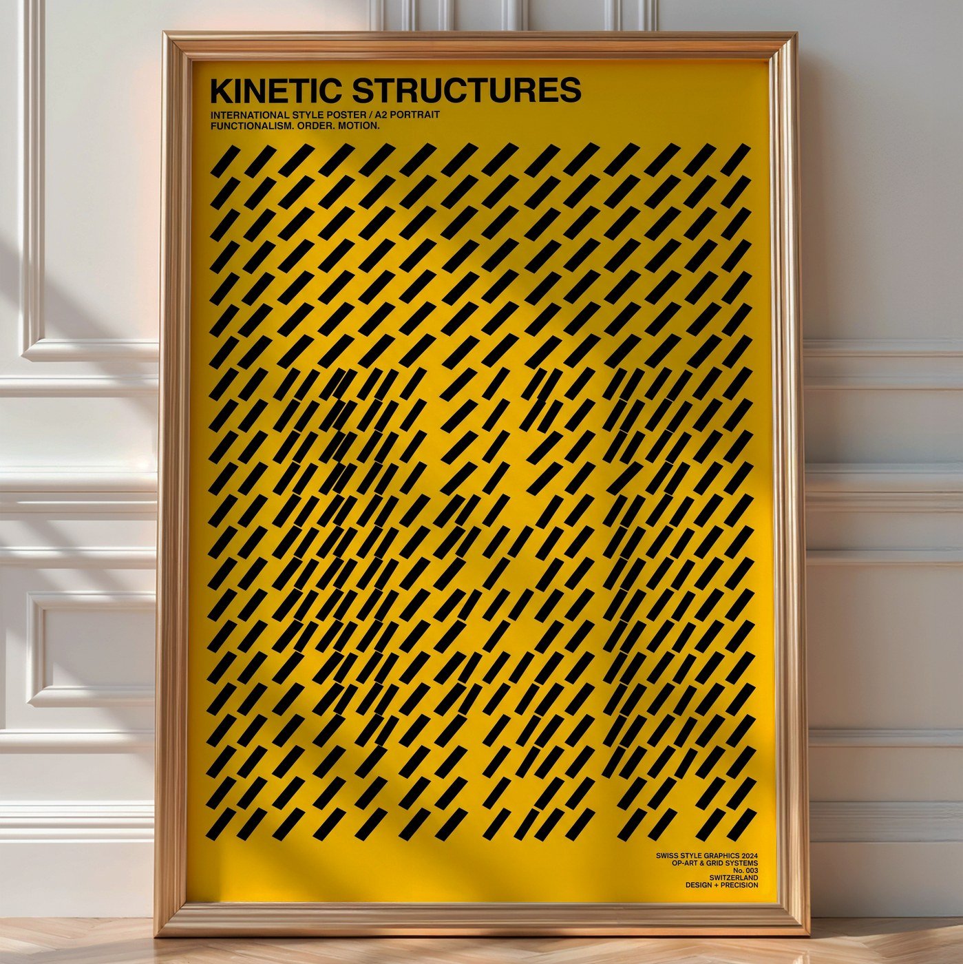 Diagonal Grid Poster – Kinetic Swiss Wall Art Print — room-portrait