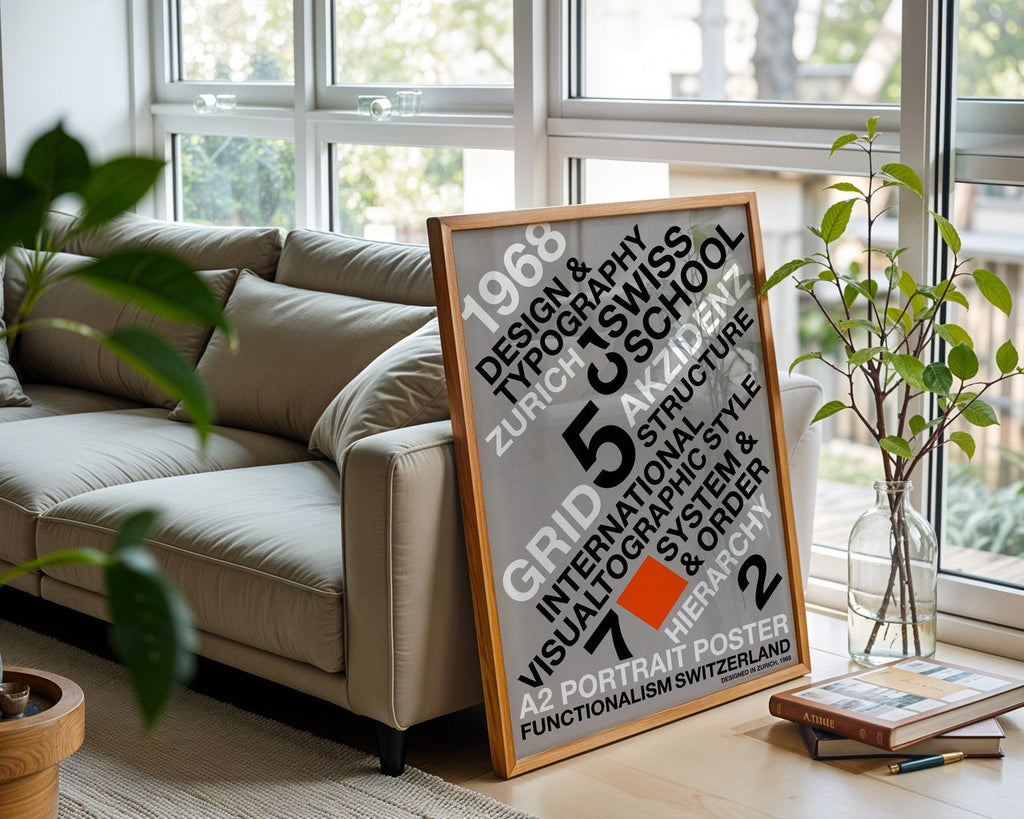 Swiss Typographic Poster – Minimalist Helvetica Wall Art — frame-426