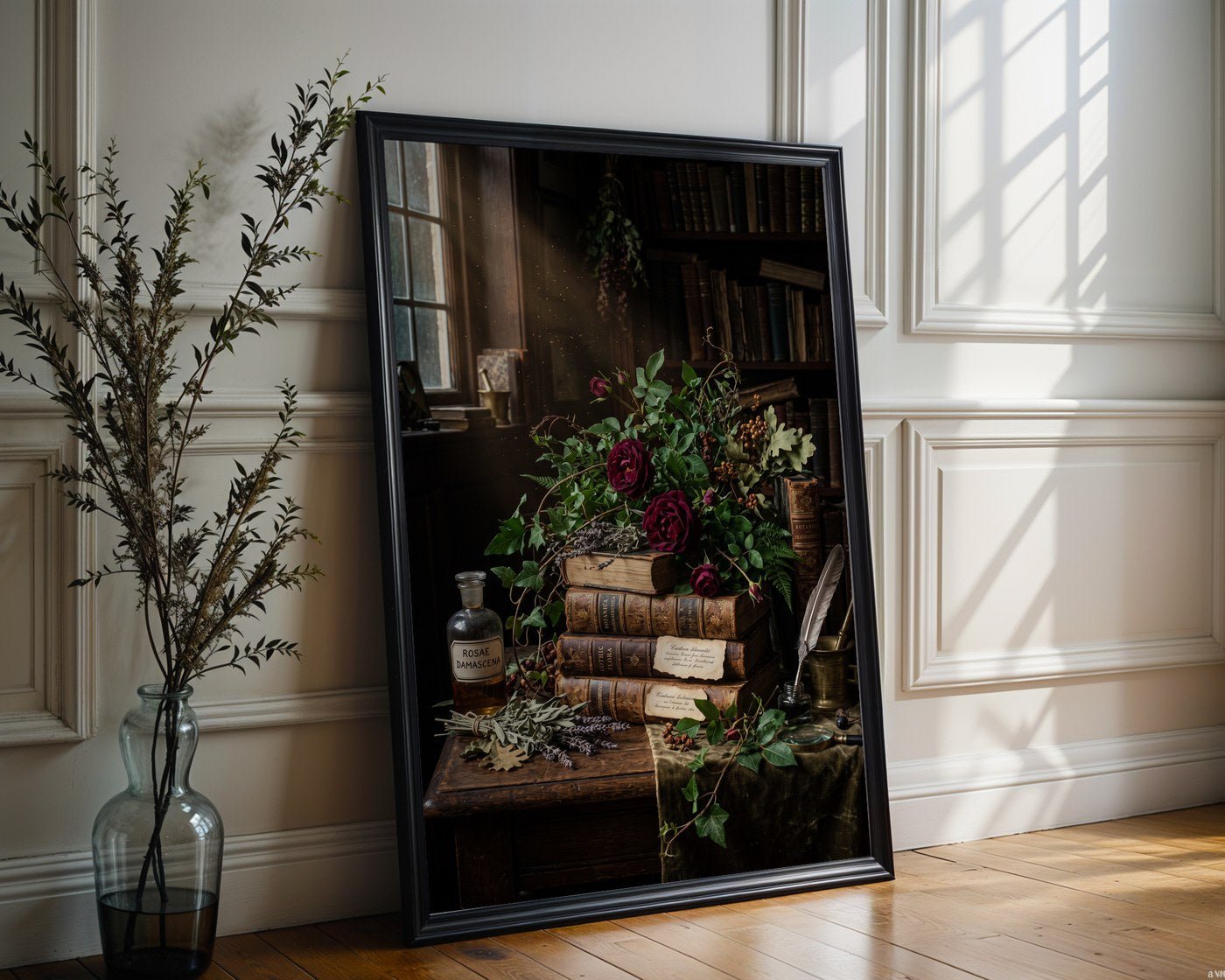 Midnight Herbarium Poster – Dark Academia Botanical Wall Art — frame-286