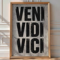 Veni Vidi Vici Poster – Brutalist Typography Wall Art Print — room-portrait
