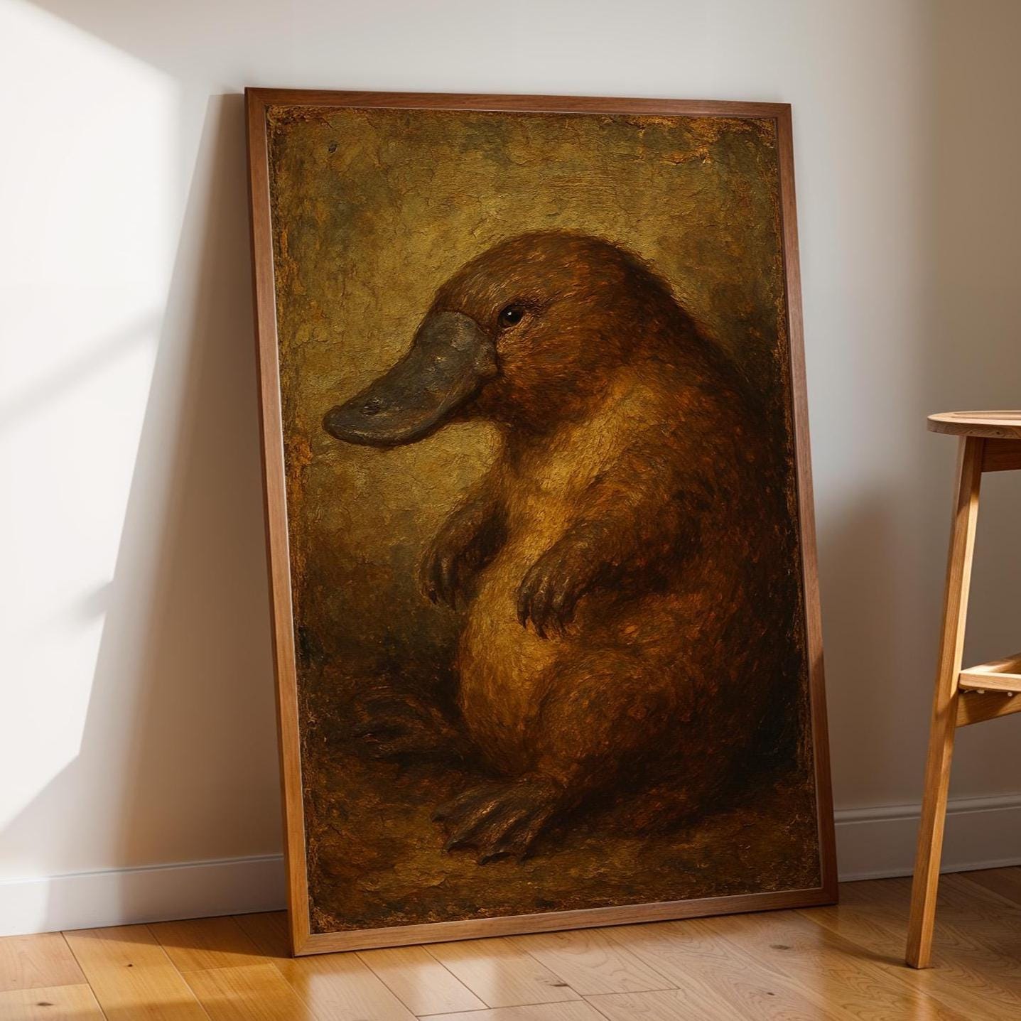Oil Painting Platypus Portrait – Funny Animal Art Print with Vintage Oil Painting Vibe - Just Great Posters